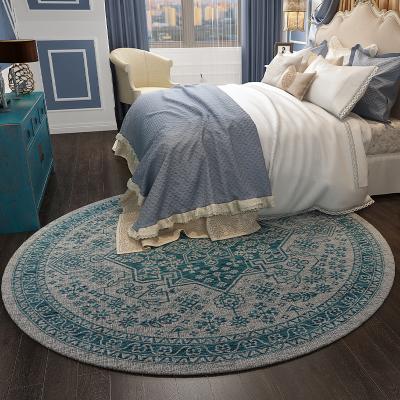 China Oriental Persian Blankets and Rugs Medallion Distressed Round Blanket, Diameter 6ft (180CM) Floor Stain Resistant Blue Living Room Blankets for sale