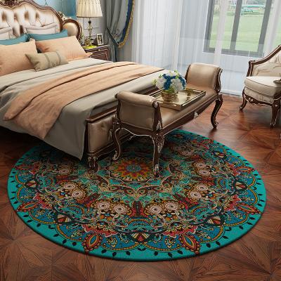 China Stain Resistant Mandala Moss Green Oriental Distressed Round Covers for Living Room Dining Room Entry Foyer, Diameter 4ft (120CM), Teal for sale