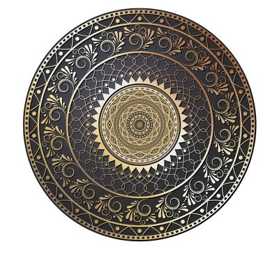 China Stain Resistant Round Oriental Blankets Floor Carpets Faux Wool Non-Slip Medallion Distressed Blankets For RO Living, Diameter 3'3