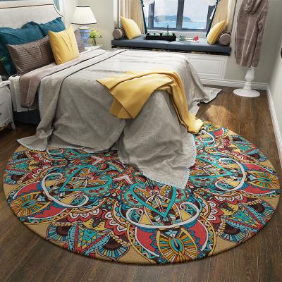 China Stain Resistant Colorful Floral Mandala Rug Living Room Bedroom Boho Accent Large Round Hallway Rug, Diameter 6'7