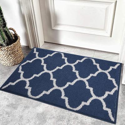 China Stain Resistant Premium Durable Indoor Door Mat, Non Slip Absorbent Resist Dirt Entrance Cover (20x32, Navy Blue) for sale