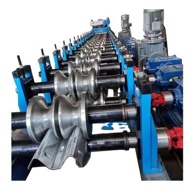 China Customized as customers profile drawing 2 wave 3 waves all in one guardrail roll forming machine with cast iron machine racks and gearboxes transmission for sale