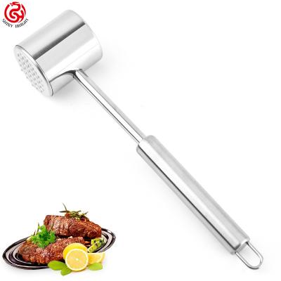 China New Product Viable 2022 New Product Hand Mallet Grinding Beef Pork Chicken Lamb Double Duty Manual Sided Stainless Steel Sturdy Meat Tenderizer for sale