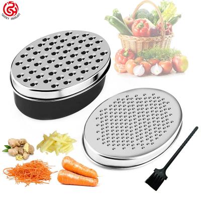 China Workable Oval Grater Box Oval Double Sided Vegetable Cheese Grater Belt Box Cheese Grater Cutter Ginger Blade for sale