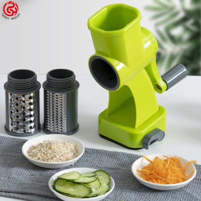 China Viable Metal Drum Manual Stainless Vegetable Cutter Mandoline Slicer Veggie Cleaver With Suction Cup Kitchen Instruments for sale