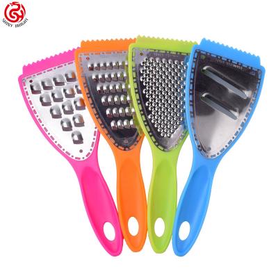 China Workable Household Kitchen Tool Stainless Steel Grater Set Of 4 With Handle Soft Handle Lemon Zester Cheese Grater Peeler Grater Set for sale