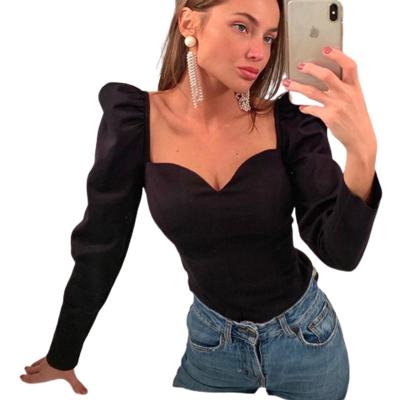 China 2022 New Trend Collar Sexy Women's Shirt Women's T-shirt Breathable Solid Long Sleeve T-shirt Ladies Slim Fit Drop Shipping Tops for sale