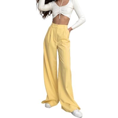 China Women's New 3 Colors Basic Bottom High Waist Breathable Loose Casual Zipper Pants Wide Leg Long Pants for sale