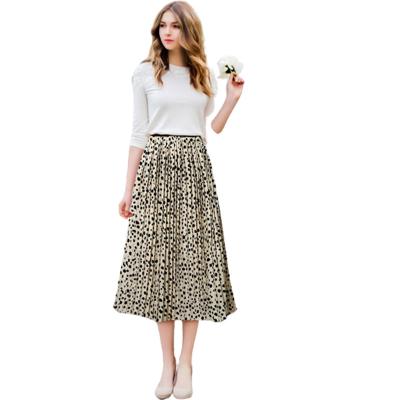 China New Women's Holiday Breathable Dot Pleated Skirt Casual Midi A Line Loose Slim Fit Ladies Slim Party Skirts for sale