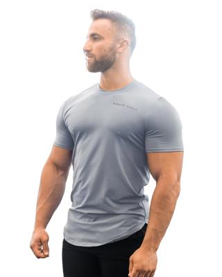 China Custom Round Neck Leisure Anti-Wrinkle Sports Fitness Round Neck T-shirt Men Breathable Pure Color Training Shorts for sale