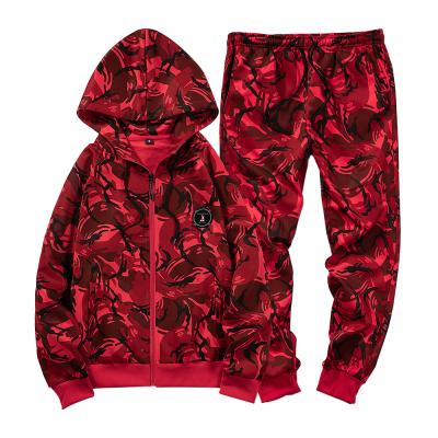 China Sustainable Mens Fall/Winter Suit 2 Sets Mens Sports Sweatsuit Hoodie Suit With Digital Print for sale