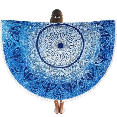 China Viable single piece of European and American color drawing fringe round shawl beach towel, seaside yoga mat round beach towel (logo can b for sale