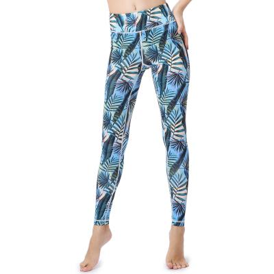 China New Breathable European and American Digital Printing Nine Point High-Waisted Yoga Pants for sale