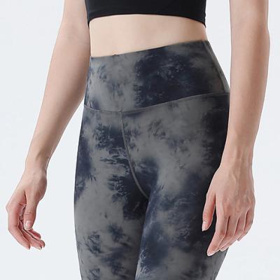 China Breathable European and American tie-dye printed yoga pants women plus size sports yoga fitness skinny pants for sale