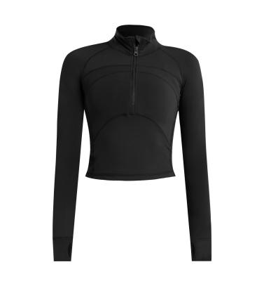 China Autumn And Winter Lean Yoga 2020 Breathable Clothes Semi Zipper Beautiful Tight Elastic Quick Dry T-Shirt Sports Long Sleeve for sale