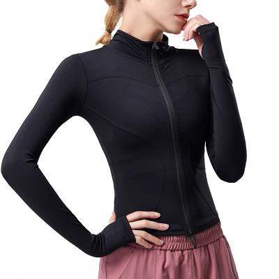 China Breathable Sports Coat Women's Yoga Fitness Suit Long Sleeve Tight Quick Dry Zipper Top Cardigan Running Suit Jacket Set for sale