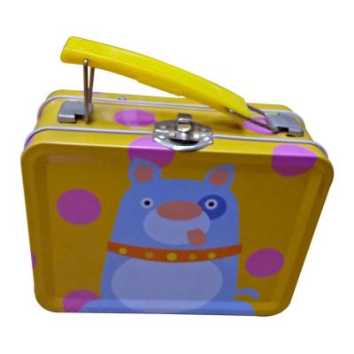 China Custom Wholesale Vintage Bento Kids Metal Box Canned Food Retro Mini With Handle Lock Key Hinges Empty Canister Lunch Box for sale