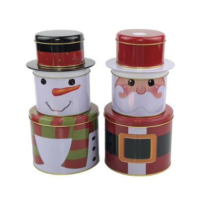 China Customized Printing Christmas Metal Material Recycled Tin Box Set Storage Box Gift Package Container for sale