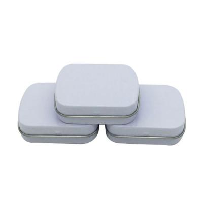 China Recycled Materials Mini Rectangular White Hinged Tin Box For Mint Pill Packaging for sale