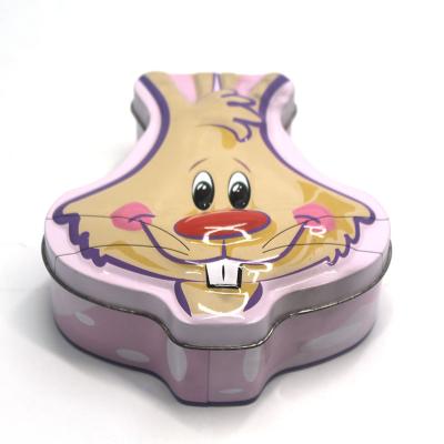 China Cute Decorated Colorful Candy Tin Can Gift Metal Box Candy Rabbit Cartoon Food Tin Box For Sweet Chocolate for sale