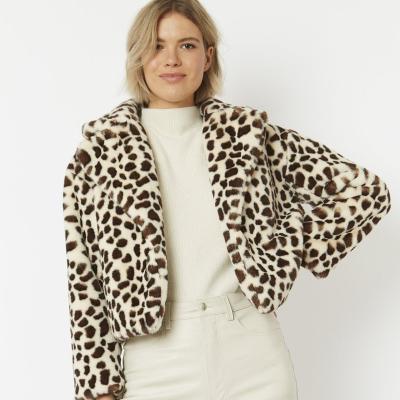 China Reversible Jacket Autumn Women Wholesale Solid Casual Top Lady Faux Fur Coat Animal Print Leopard Print Faux Fur for sale