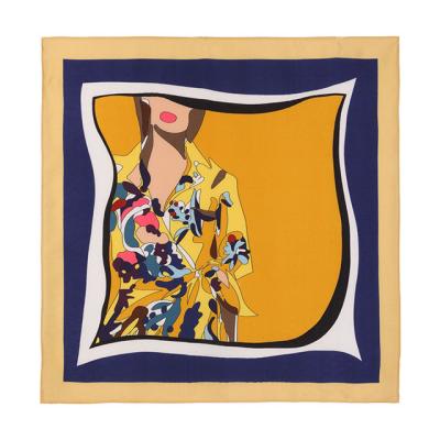 China Spot Abstract Fashion Woman 53 x 53cm Twill Silk Scarf Customize Square Scarf Fashion Floral Printing Luxury Square Scarf For Women for sale