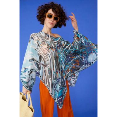 China Floral Plush Garden 140 x 140cm Silk Poncho Fashion Luxury Square Shawl Customize Floral Printing Cape For Women for sale