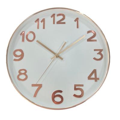 China Rose Gold Frame Creative Elegance 3D Antique Modern Decorative Plastic Highlight Style Quartz Analog Wall Clock Home Decor Online for sale