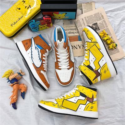 China New Hot Sale Fashion Trend Design Durable High Top Shoes 3D Men Skateboard Shoes Anime Pikachu Couples Shoes Factory In Stock for sale