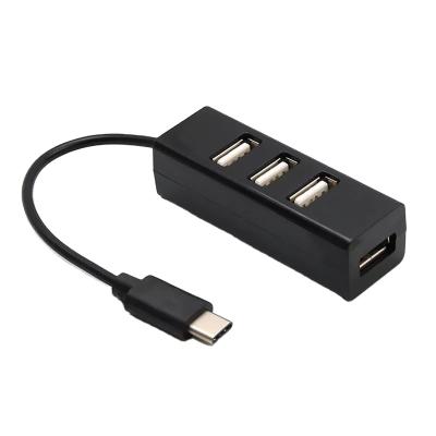 China Cheap Wholesale Plastic Laptop PC Type C 4in 1 4 Port USB Hub 2.0 Splitter for sale