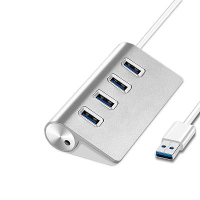 China Wholesale Silver Aluminum 4 Ports USB3.0 Hub 4 in 1 Docking Station 4 Metal USB HUB Left Splitter, 4 Port 3.0 for sale