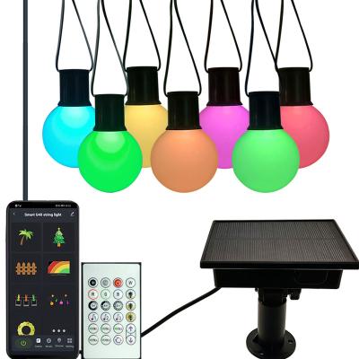 China String APP Smart Control G40 LED Light Solar Powered Waterproof Magic String Lights Christmas Decoration Solar Garden Lights for sale