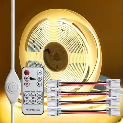 China Hotel Adapter Powered Under Cabinet Light 3M 4M 5M COB LED Strip Light Kit With Remote Controller For Closet Bookself Bedroom for sale