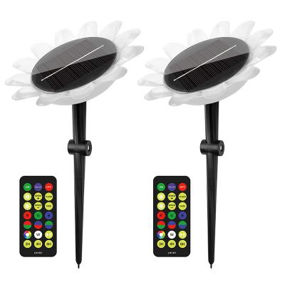 China IP68 Waterproof Amphibious RGB Solar Garden Light Remote Control Solar Sunflower Pool Light for sale