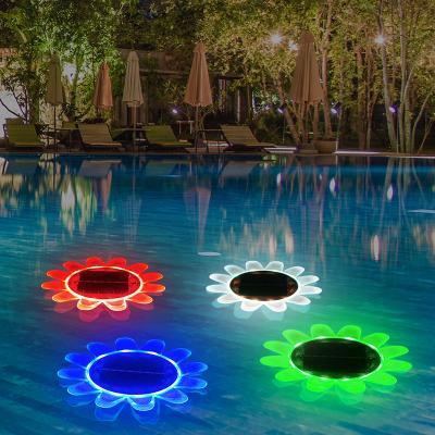 China Floating Garden Sunflower Solar Powered Pool Lights Outdoor Garden Lights IP68 RGB Led Lights For Pond, Pool for sale