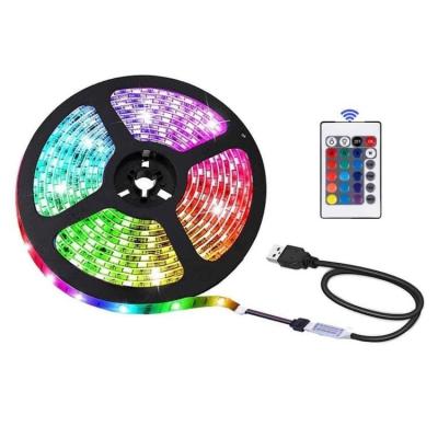 China Residential 16leds/M 30leds/M USB Powered Flexible USB 5050 RGB 5V USB LED TV Backlight with 24 Keys Remote Controller for sale