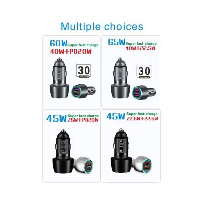 China Mobile Phone Factory Directly Sell Mini Car Usb Charger Fast Charging 45w Type-c Dual Car Charger for sale