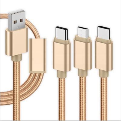 China IOS System New High Quality 3 Models In 1 Multifunctional Nylon Usb Phone Charger Cable for sale