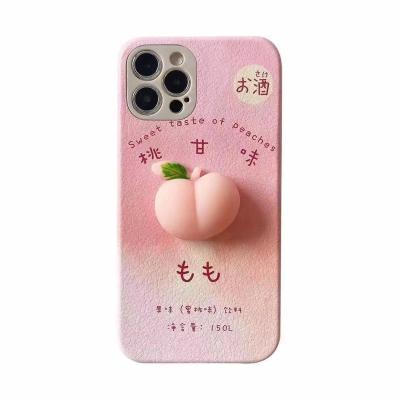 China Newest Cell Phone Protector Cartoon Sheepskin For I Phone Case Reduce Pressure And Pinch Peaches For Apple 12 Phone Case for sale