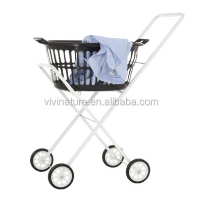 China Laundry Trolley Metal Tubular Frame Foldable Rolling Heavy White Bag Wheels NEW Home for sale