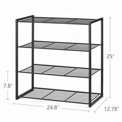 China Eco - Friendly Metal Tube Shoes Rack And Storage Racks With 4 Tiers for sale