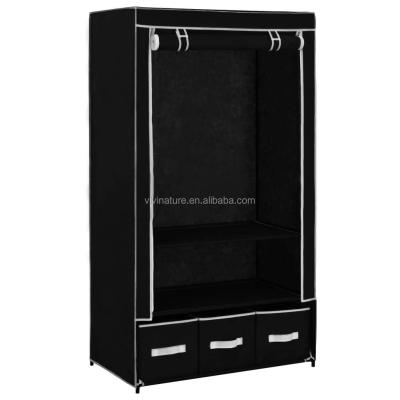 China DIY Fabric Closet Organizer Wardrobe Interior Bedroom Adjustable Cloth Wardrobe (Size) With 3 Drawers for sale