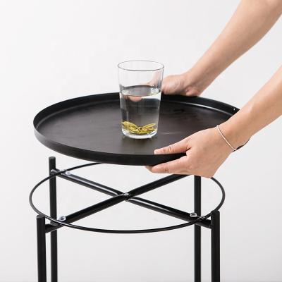 China Eco-friendly Iron Tube Circle Shelf Storage Metal Plate Coffee Table for sale