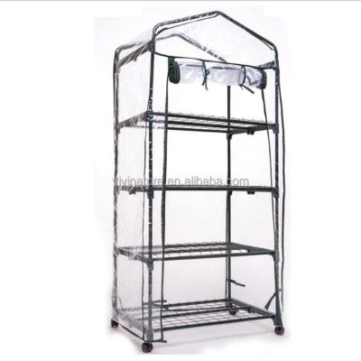 China Portable Heavy Duty Garden Green House with 4 Tier Rack Stands Durable PE Cover In Door and Exterior Easily Assembled for sale