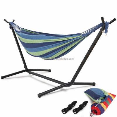 China Super Comfortable Hammock With Steel Stand Portable Double Swing Bed With Carry Case For Outdoor for sale