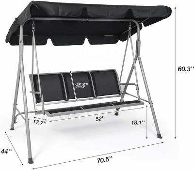 China Super Comfortable Outdoor 3-Person Patio Swing With Heavy Duty Convertible Canopy Frame Seat for sale