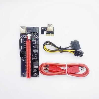 China Current PCI-E 1X 16X VER009S Graphics Card Extension Cable 6Pin DC Power Supply pcie Adapter Card Riser Card VER 009S to Dual for sale