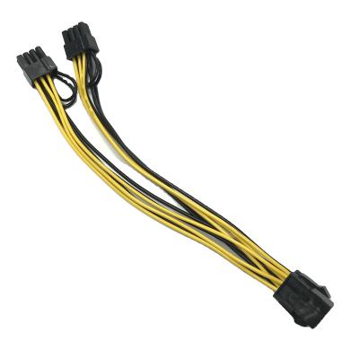 China Pure Copper Tin Wire Graphics Card Splitter Power Supply Cable Pcie 6pin Female To Dual PCI-E 8pin Pin Male 18awg 20cm USB Custom OEM ODM (6+2) for sale