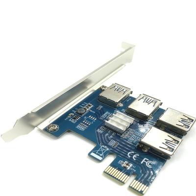 China With SATA 15pin to 6pin PCI-E Power Cable 1 to 4 USB Adapter 1 to 4 USB Riser Card Adapter PCIe Port Multiplier Card for sale