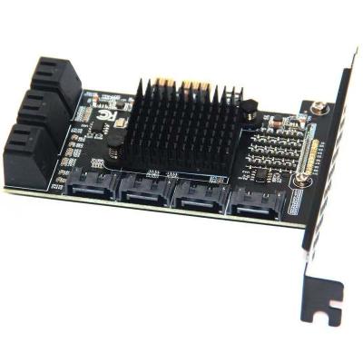 China 10 Port SATA 3.0 to PCIe Expansion Card PCI Express SATA Adapter SATA 3 Converter with Heatsink for USB 1 10 HDD Adapter for sale